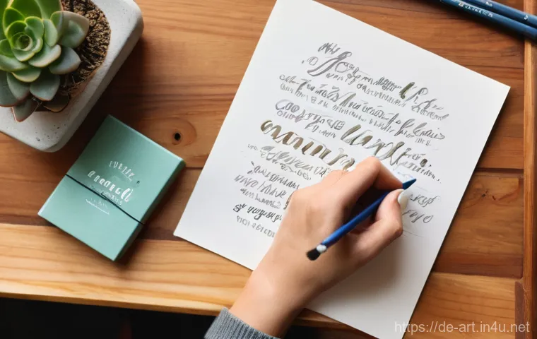 미술 교육과 핸드레터링 - Prompt 1: Mindful Handlettering in a Cozy Studio**