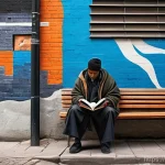 Home 21 미술과 사회적 메시지 - **Prompt 1: Urban Homelessness Awareness Mural**
A vibrant and poignant street art mural on a we...