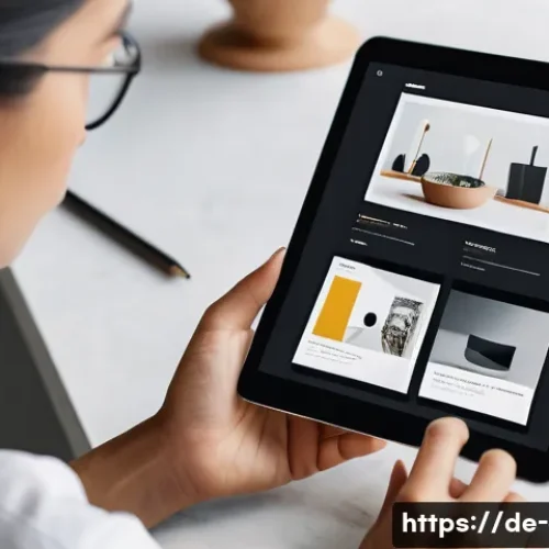 Home 31 미술 교육과 포트폴리오 작성법 - A modern, minimalist artist’s portfolio layout displayed on a sleek digital tablet held by a person ...