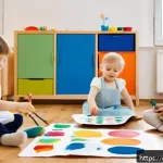 Home 18 유아 미술 교육 이론 - A bright and lively early childhood classroom scene in Germany where diverse children, aged around 4...