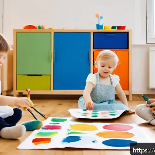 Home 30 유아 미술 교육 이론 - A bright and lively early childhood classroom scene in Germany where diverse children, aged around 4...