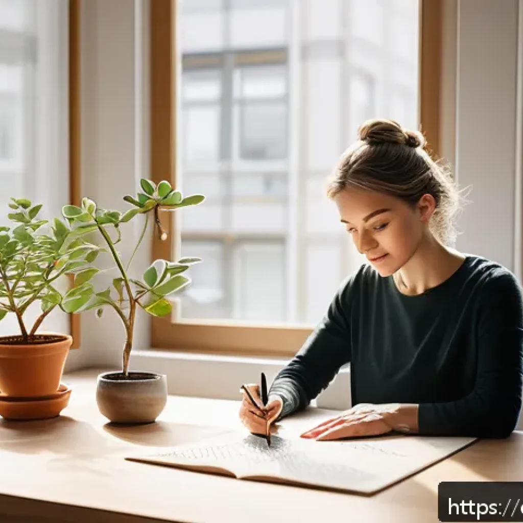 미술 교육과 서예 - A serene, sunlit workspace in a modern German apartment, featuring a person practicing calligraphy w...